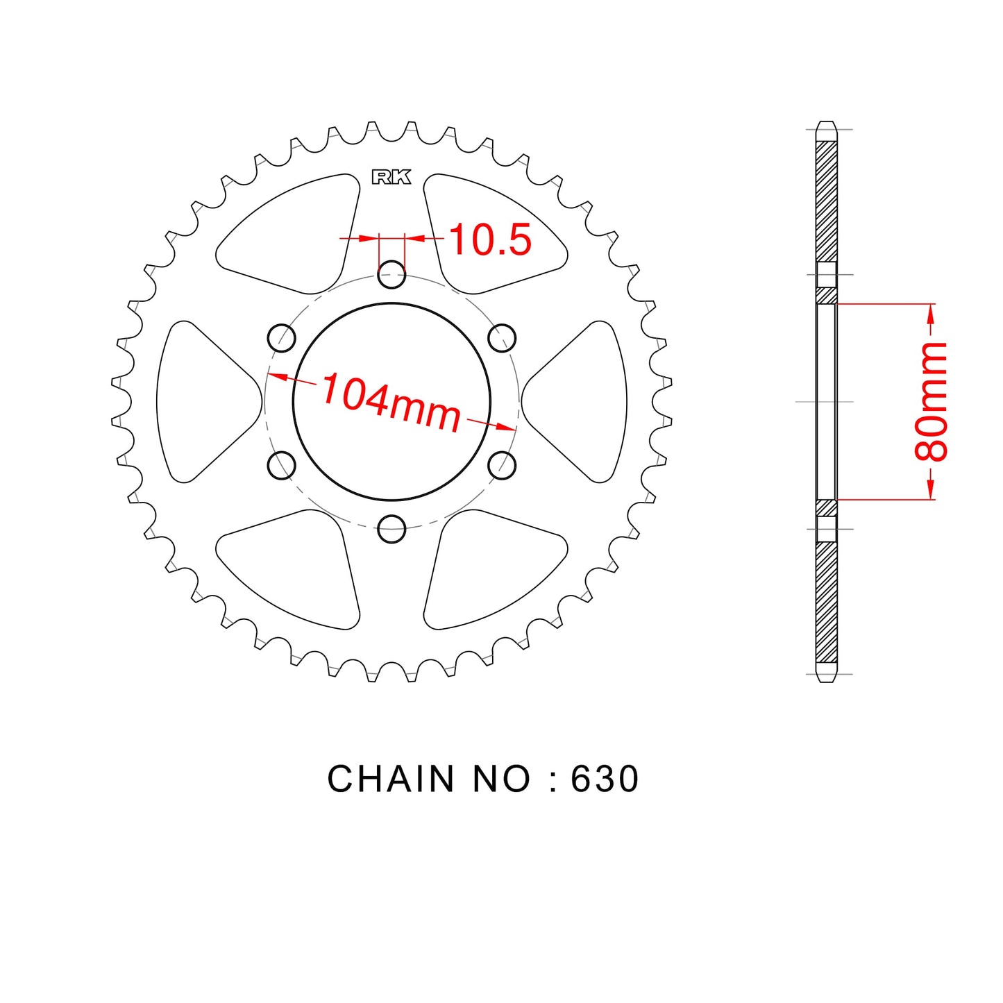 Sprocket Rear RK-B8028-46 JTR501 Afam 16601